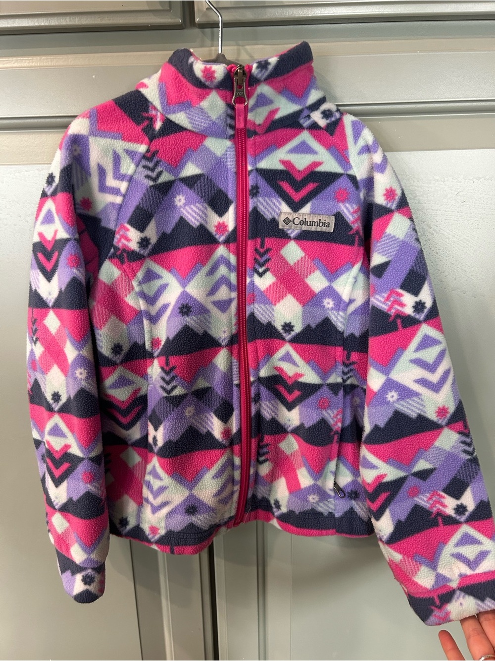 Columbia Girls' Aztec-Print Fleece Jacket - Pink & Purple Sz XS
